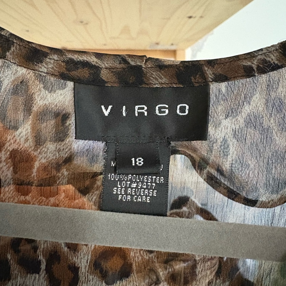 Virgo Leopard Print Button Down Sheer Blouse - image 3